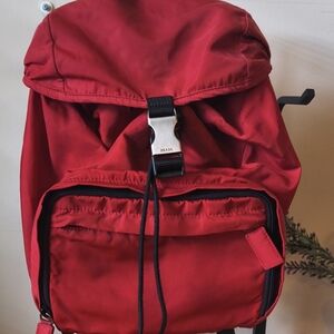 Prada Red Nylon Tactical Backpack Waist Strap Unisex Made in Italy Rare With COA